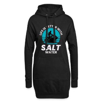 Das Leben ist besser mit Salzwasser - Hoodie-Kleid - Schwarz - Vorne