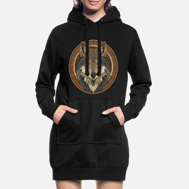 Legendary wolf with Celtic pattern Hoodie Dress