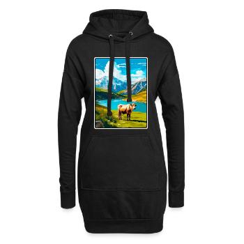 Affiche de voyage Picos de Europa Espagne Paysage urbain WPA - Sweat-shirt à capuche long Femme - noir - Devant
