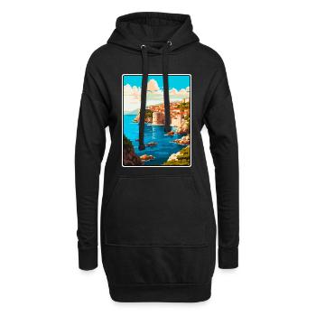 Dubrovnik Kroatien Vintage-Reiseplakat Stadtbild - Hoodie-Kleid - Schwarz - Vorne
