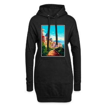 Cagliari Italie Méditerranée lever de soleil Affiche de voyage - Sweat-shirt à capuche long Femme - noir - Devant