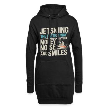 Jetski-Geld in Lärm und Lächeln Zitat - Hoodie-Kleid - Schwarz - Vorne