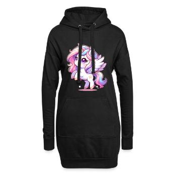 Magisches Einhorn - Hoodie-Kleid - Schwarz - Vorne
