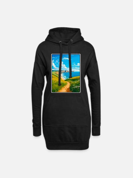 Pembrokeshire Wales Reiseplakat Stadtbild WPA - Hoodie-Kleid - Schwarz