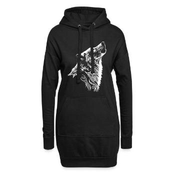 Tatouage tribal de tête de loup - Sweat-shirt à capuche long Femme - noir - Devant