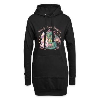 L'amour des filles pour les dragons avec du cristal - Sweat-shirt à capuche long Femme - noir - Devant
