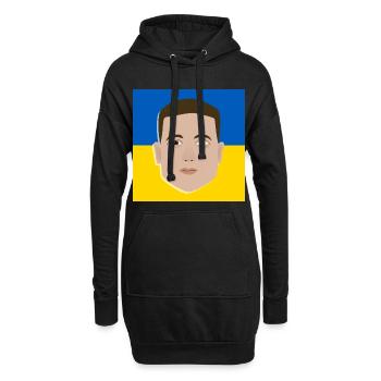 Wolodymyr Selenskyj auf ukrainischer Flagge - Hoodie-Kleid - Schwarz - Vorne