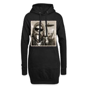 Rock, Rocker, Rock Musik, Rock Hand, Bigfoot UFO - Hoodie-Kleid - Schwarz - Vorne
