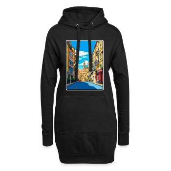 Bilbao Spanien Lebendige Stadt Straßenszene Reise Poster - Hoodie-Kleid - Schwarz - Vorne