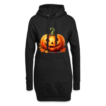 Joyeux Halloween lanterne citrouille - Sweat-shirt à capuche long Femme - noir - Devant