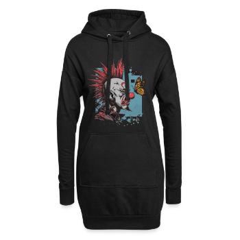 clownPunk und Schmetterling - Hoodie-Kleid - Schwarz - Vorne