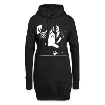 Basketball Katze - Hoodie-Kleid - Schwarz - Vorne