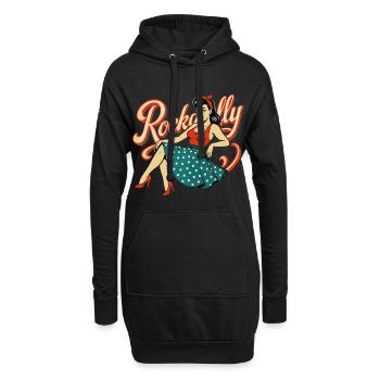 Rockabilly Frau 50er RocknRoll Petticoat Geschenk - Hoodie-Kleid - Schwarz - Vorne