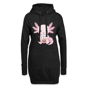 Kawaii Anime Axolotl Bubble Tea Boba Tea - Hoodie-Kleid - Schwarz - Vorne