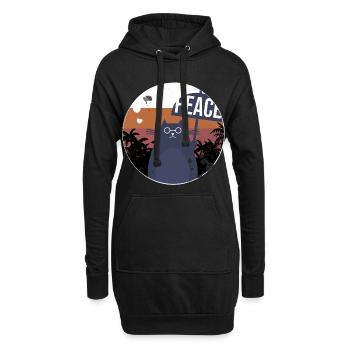 Katze Vintage Design Geschenk - Hoodie-Kleid - Schwarz - Vorne