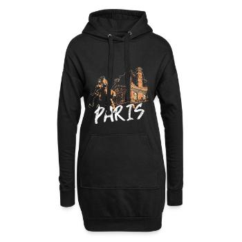 Pariser Architektur und Statue - Hoodie-Kleid - Schwarz - Vorne
