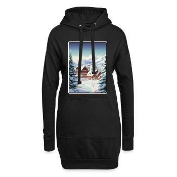 Megève Frankreich Alpine Verschneit Chalet Dorf Poster - Hoodie-Kleid - Schwarz - Vorne