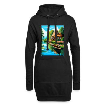 Giethoorn Riverside Cottage in Summer Bloom - Hoodie-Kleid - Schwarz - Vorne