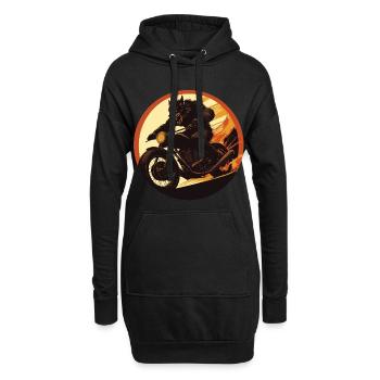 loup-garou moto flamme cercle - Sweat-shirt à capuche long Femme - noir - Devant