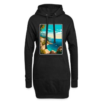 Makarska, Croatie, Falaise, Côte méditerranéenne - Sweat-shirt à capuche long Femme - noir - Devant