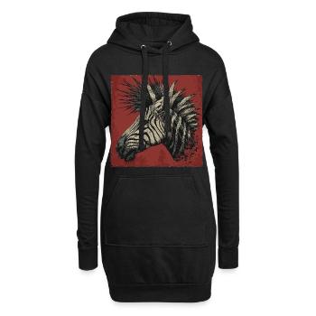 Punkrock Zebra - Hoodie-Kleid - Schwarz - Vorne