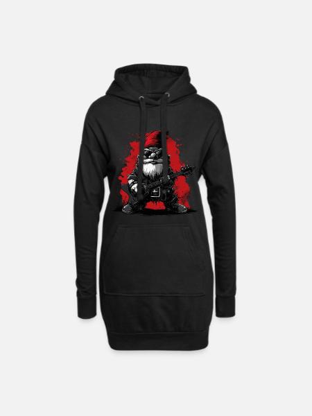 Gartenzwerg Rocker spielt Gitarre - Hoodie-Kleid - Schwarz
