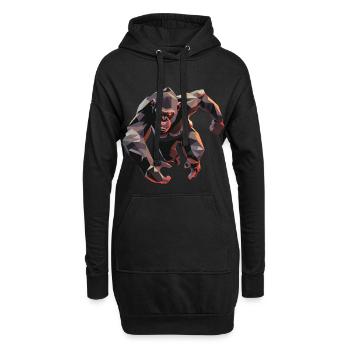Gorilla im Low Poly Stil - Hoodie-Kleid - Schwarz - Vorne