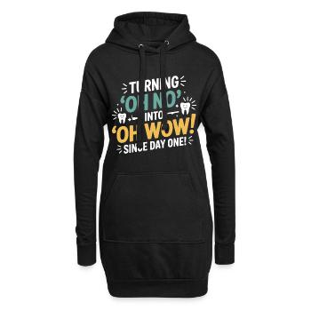Mikroskoparbeit im Dentallabor - Hoodie-Kleid - Schwarz - Vorne