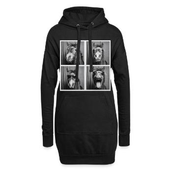 Lustig Pferd Pony Sonnenbrille Fotobox - Hoodie-Kleid - Schwarz - Vorne