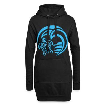 Tortue et océan - Sweat-shirt à capuche long Femme - noir - Devant