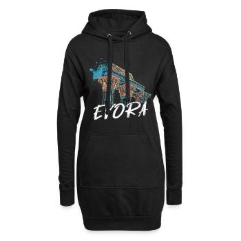 Illustration colorée du temple romain d’Évora - Sweat-shirt à capuche long Femme - noir - Devant