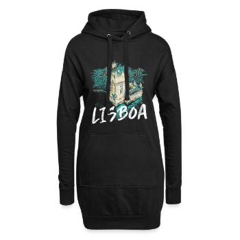 Belém und der Tejo-Turm in Lissabon, aus der Luft gesehen - Hoodie-Kleid - Schwarz - Vorne