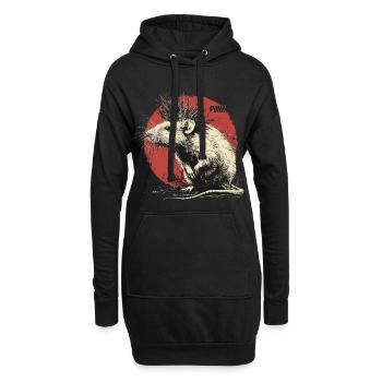 Punk Rock Rat - Sweat-shirt à capuche long Femme - noir - Devant