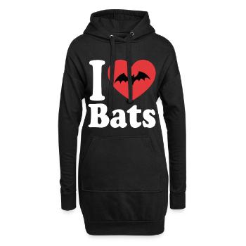 I Love Bats – Fledermaus-Liebhaber - Hoodie-Kleid - Schwarz - Vorne