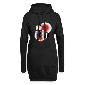 Graffiti-Straßenbahn über die Stadt - Hoodie-Kleid - Schwarz - Vorne