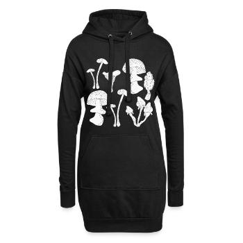 Pilze Sammeln Herbst - Hoodie-Kleid - Schwarz - Vorne