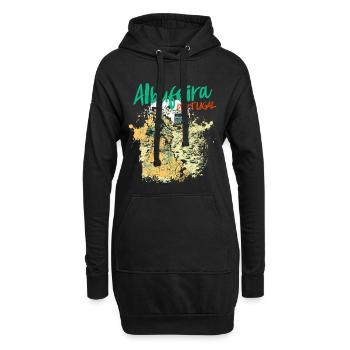 Plage du Peneco Albufeira illustration Algarve - Sweat-shirt à capuche long Femme - noir - Devant