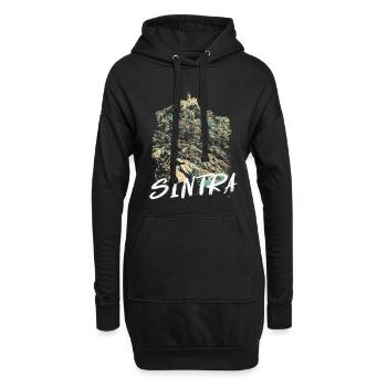 Burg der Mauren Sintra Illustration - Hoodie-Kleid - Schwarz - Vorne