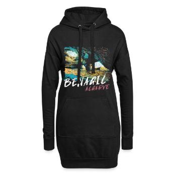 Grotte de Benagil Algarve illustration colorée - Sweat-shirt à capuche long Femme - noir - Devant