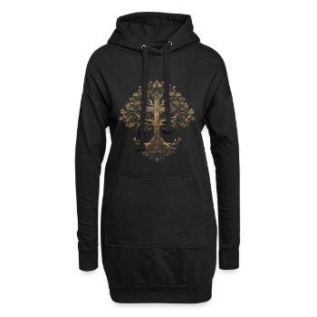 Croix Chrétienne Arbre Foi - Sweat-shirt à capuche long Femme - noir - Devant