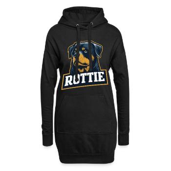 Rottie - Portrait d’un rottweiler fort - Sweat-shirt à capuche long Femme - noir - Devant