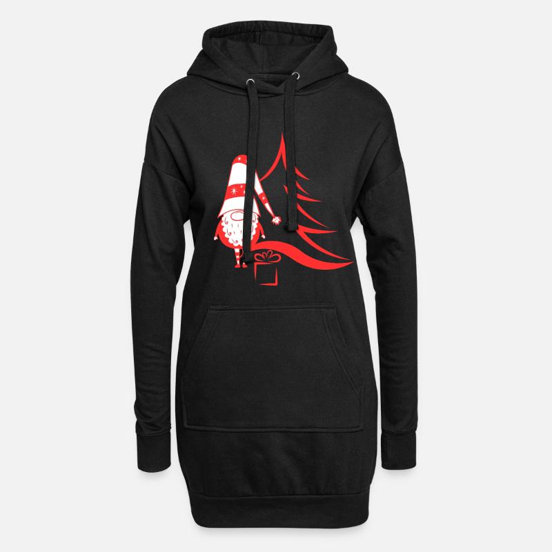 Weihnachtswichtel rot - Hoodie-Kleid - Schwarz
