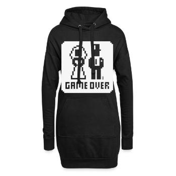 Game Over (mariage, enterrement de vie de garçon, mariés, pixel, NEG W) - Sweat-shirt à capuche long Femme - noir - Devant