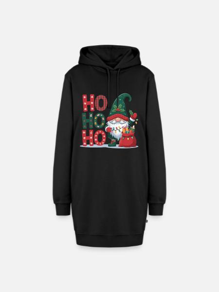 HoHoHo Gnom Weihnachten - Hoodie-Kleid - Schwarz