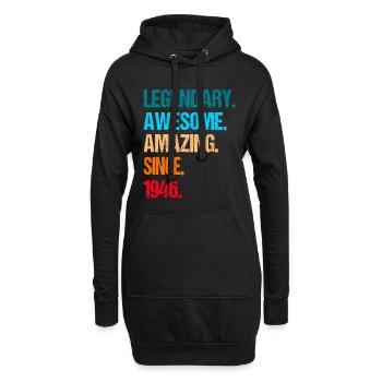 80. Geburtstag Jahrgang 1946 Shirt - Hoodie-Kleid - Schwarz - Vorne