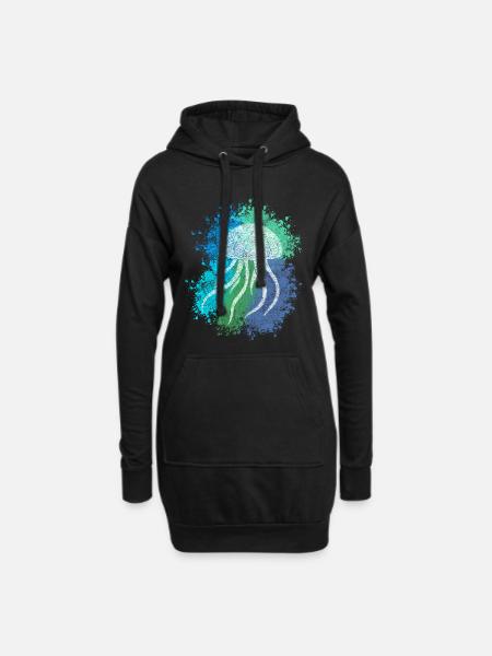 Zentangle Jellyfish - Hoodie Dress - black