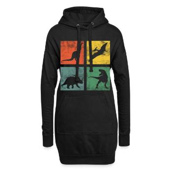 Dinosaurier Dino Dinos Tyrannosaurus Triceratops - Hoodie-Kleid - Schwarz - Vorne