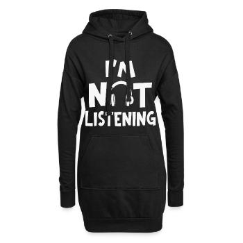 Je n’écoute pas de musique casque d’écoute - Sweat-shirt à capuche long Femme - noir - Devant