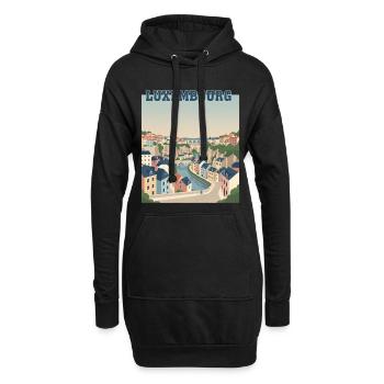 Pastels du paysage urbain luxembourgeois - Sweat-shirt à capuche long Femme - noir - Devant