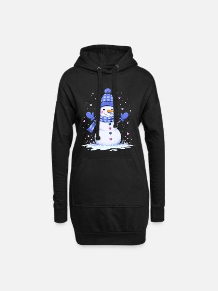 Cute snowman with heart - Hoodie Dress - black